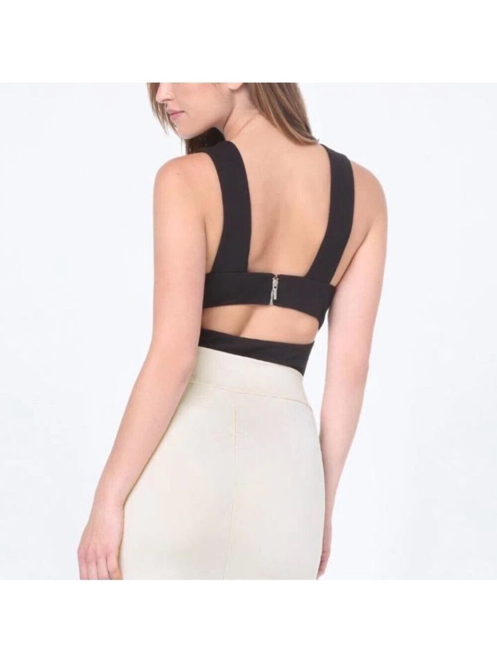 Bebe Black Sleeveless V-Neck Bodysuit Top - Picture 4 of 11